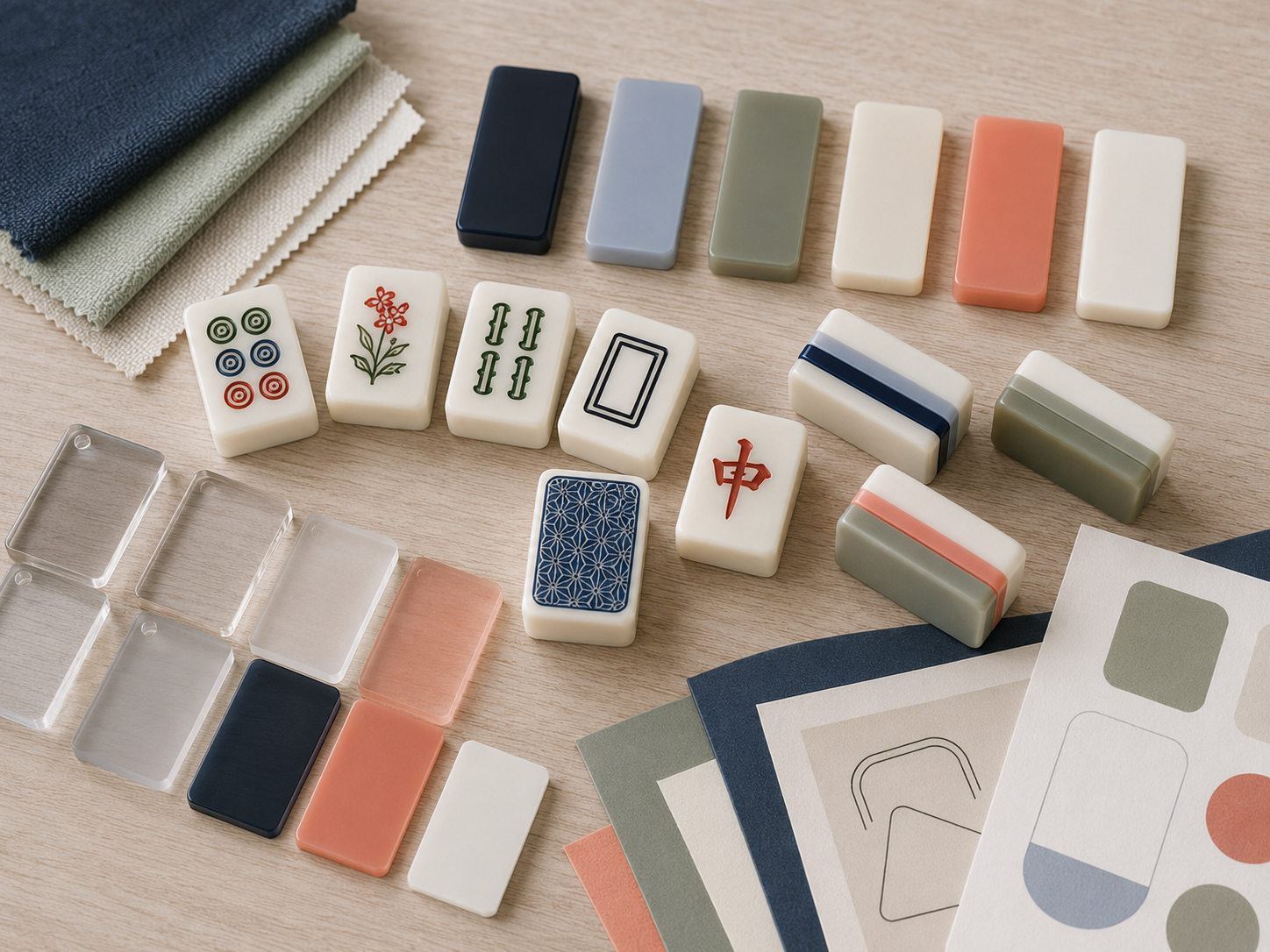 Mahjong materials layers colors and artwork samples