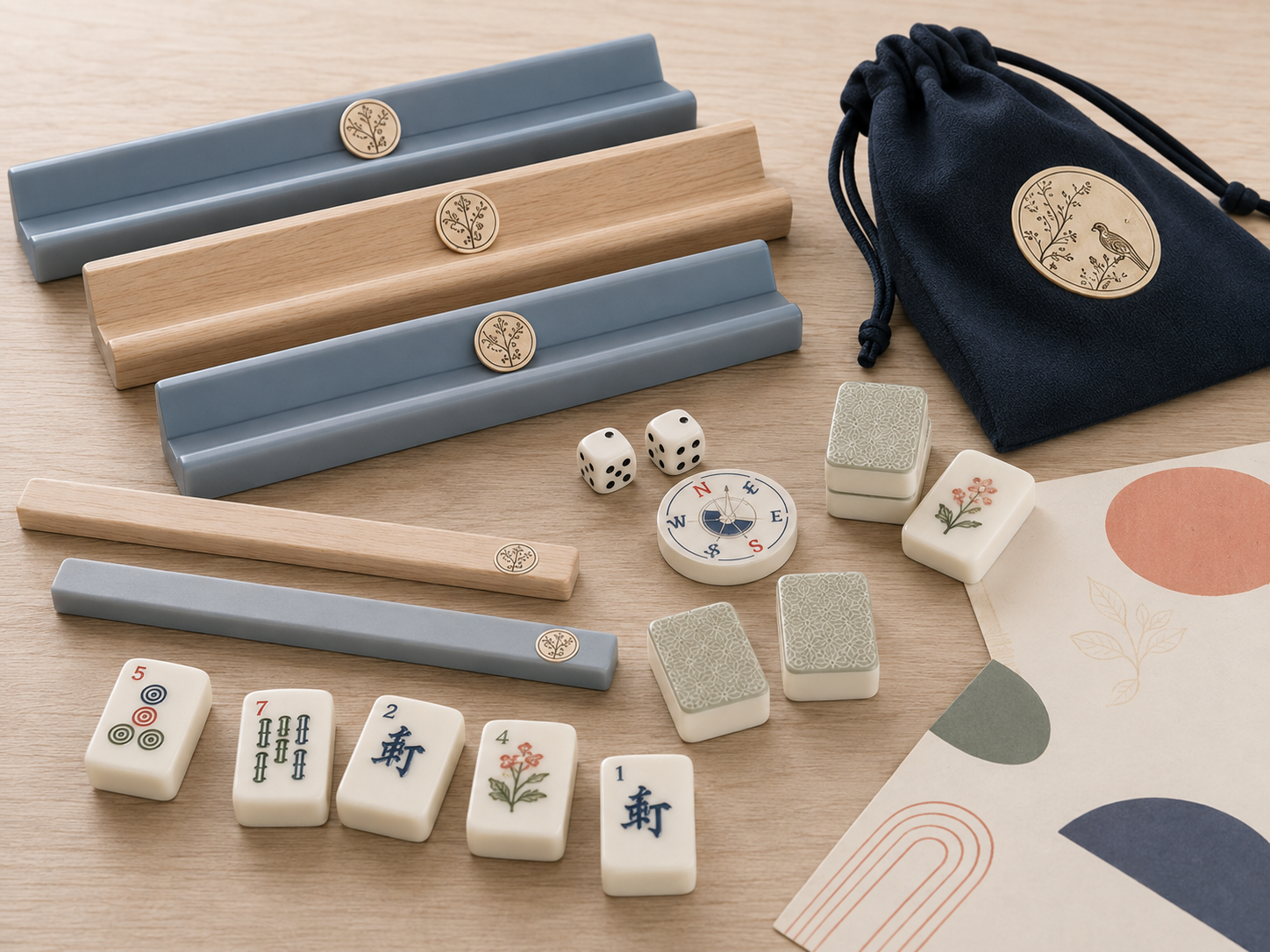 Mahjong racks pushers dice and accessories
