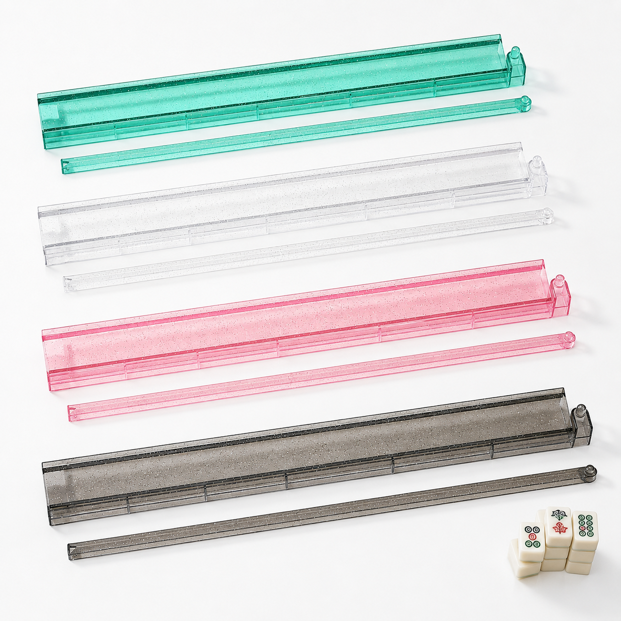 Clear Acrylic Mahjong Racks & Pushers – Set of 4 - Image 3