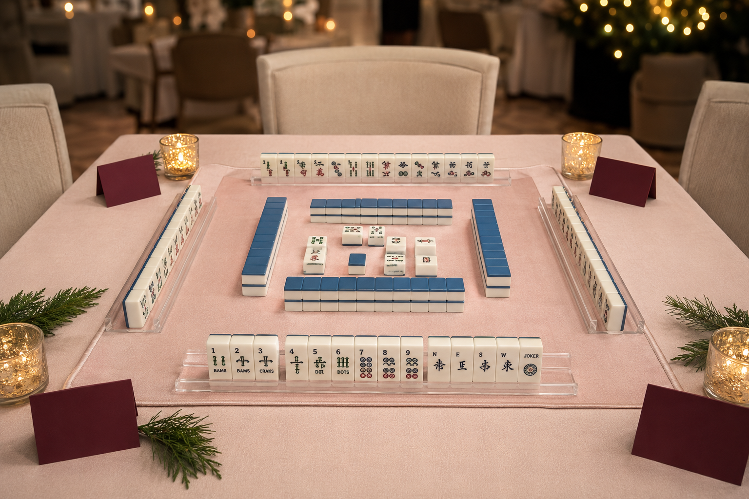 Blue Porcelain Mahjong set for holiday events