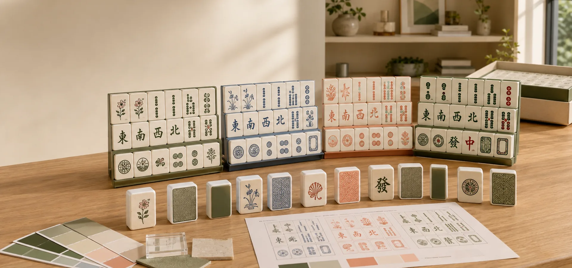 Custom American Mahjong products and coordinated collection display