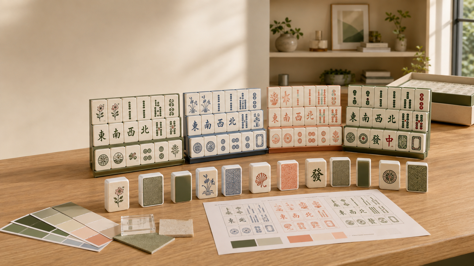 American Mahjong products color references packaging and development materials
