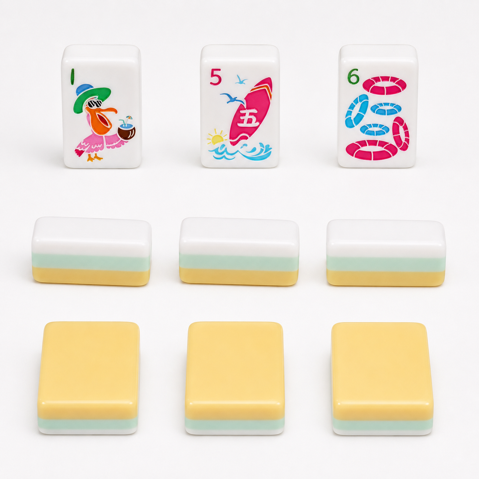 Coastal Summer white acrylic faces and sunny yellow tile backs