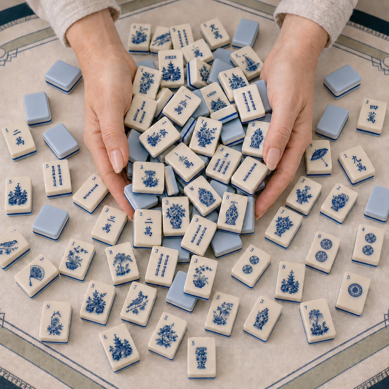 Blue Porcelain Custom American Mahjong Set - Image 6