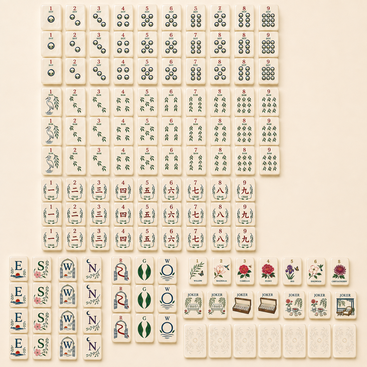 Ivory Willow Custom American Mahjong Set - Image 3