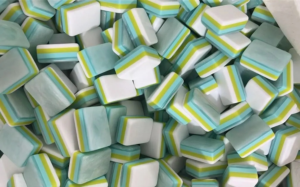 Mint and yellow layered acrylic Mahjong blanks