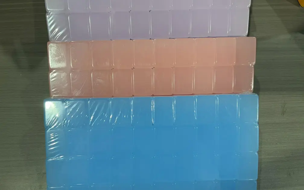 Pastel Mahjong tile backs in protective wrapping