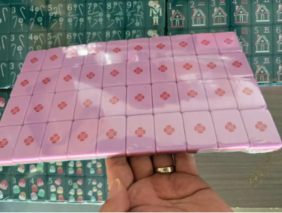 Pink Mahjong tile backs in protective wrapping