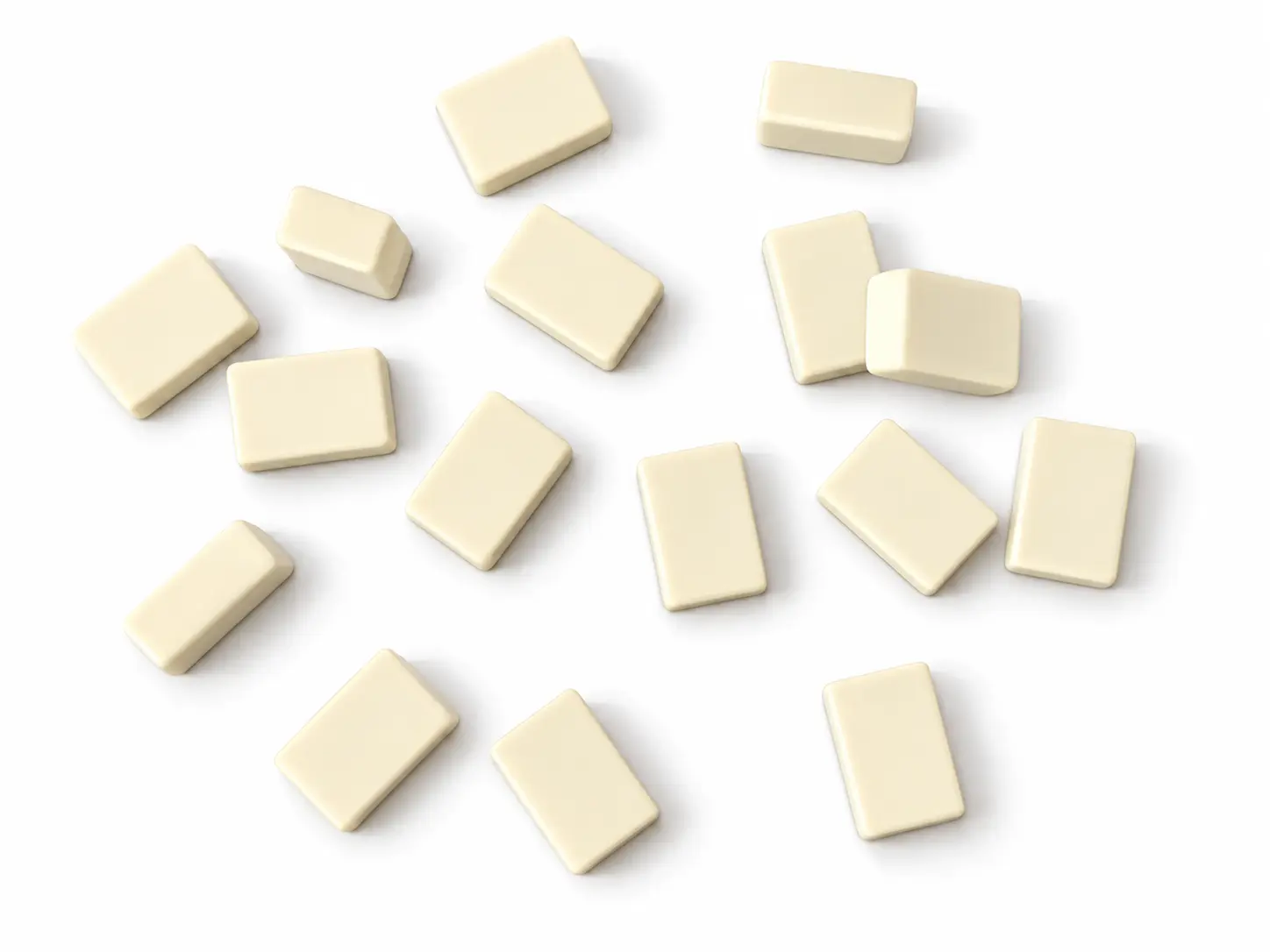 Ivory blank acrylic Mahjong tile option with smooth unprinted faces
